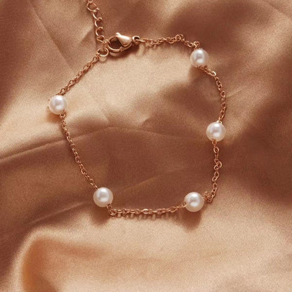Titanium Steel Pearl Anklet Beach Jewelry
