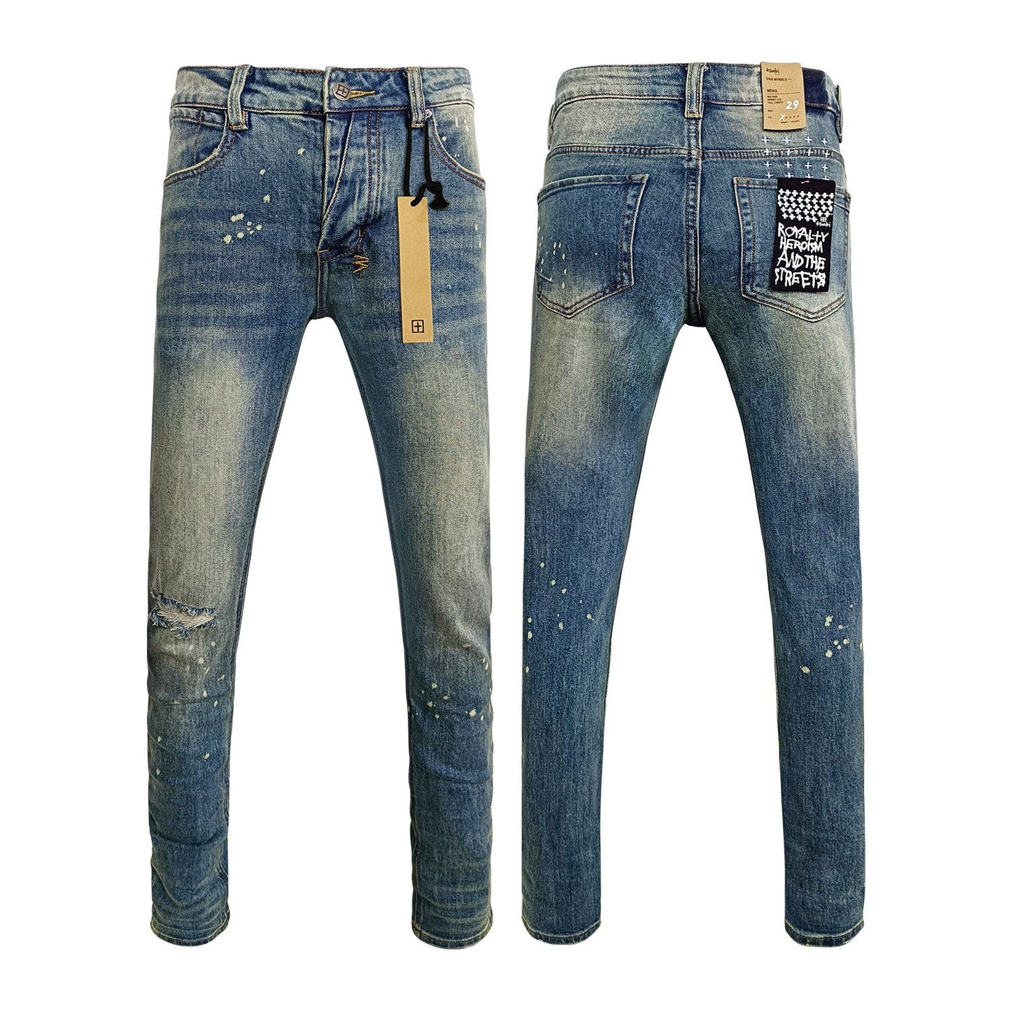 Straight Ripped Stretch Casual Men's Jeans