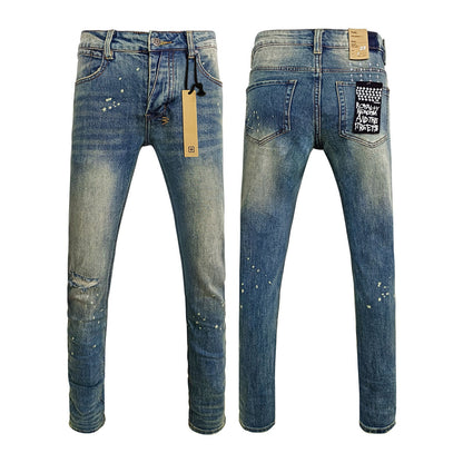 Straight Ripped Stretch Casual Men's Jeans