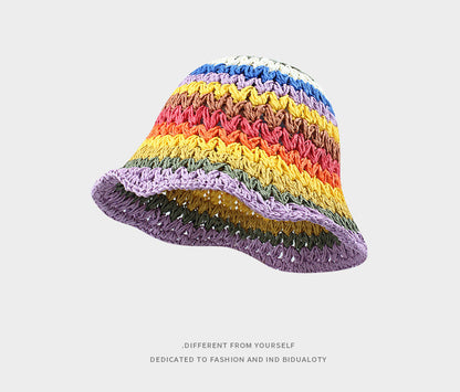 Rainbow Straw Bucket Hat Bucket Hat