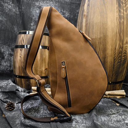 Retro Crazy Horseskin Men's Chest Bag