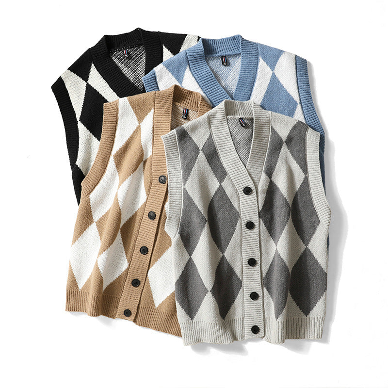 Autumn Winter Men's V-neck Woolen Sweater Vest