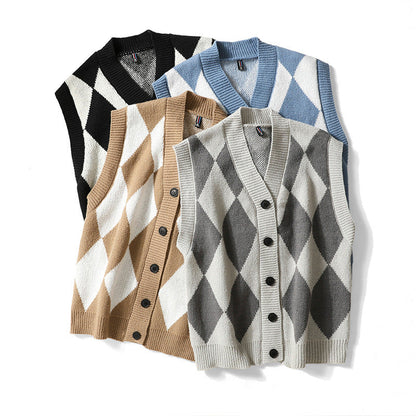 Autumn Winter Men's V-neck Woolen Sweater Vest