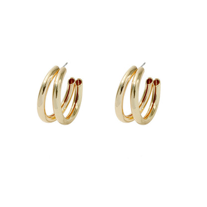 Simple Double C-shaped Metal Earrings