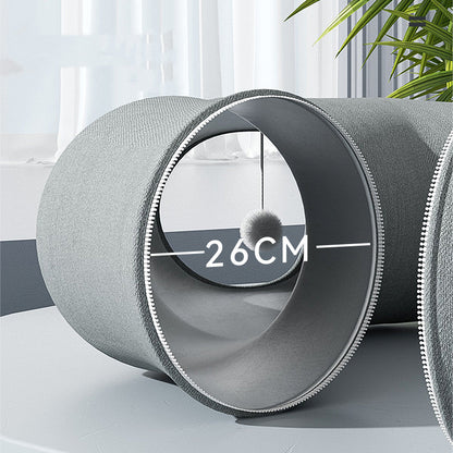 Round Cat Tunnel Nest Bed With Partial Cover And Summer Mat