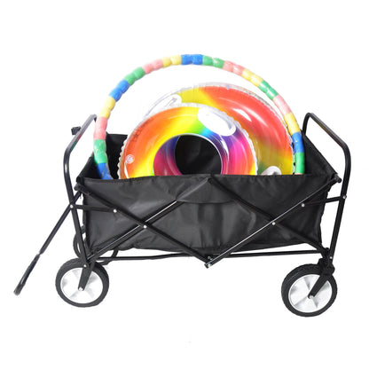 Folding Wagon Garden Shopping Beach Cart (Black)