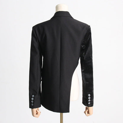 Irregular suit jacket women's waist cinched suit jacket