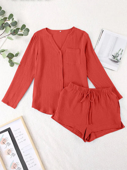 Ladies' summer pajamas made of pure cotton gauze