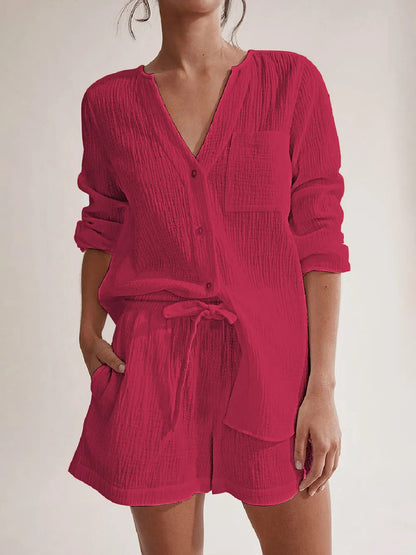 Ladies' summer pajamas made of pure cotton gauze