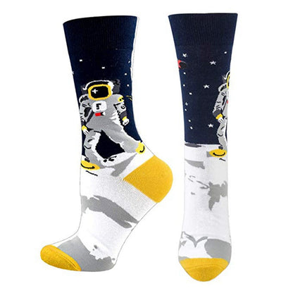 Math Print Men's Socks Space Leisure In Tube Socks Autumn And Winter New Style Cotton Socks Trendy Socks