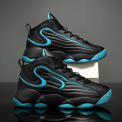 Men's sports shoes with leather surface, trendy shoes, Korean version, fashionable basketball shoes