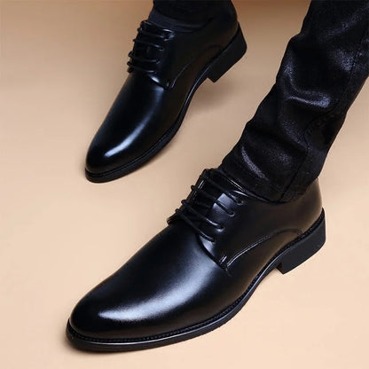 Men Wedding Leather Business Men's Dress Pointed Casual Youth British Style Inner Heightening Spring  New Arrivals Shoes