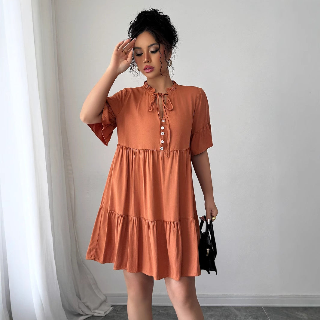 Minimalist style strap solid color dress for women