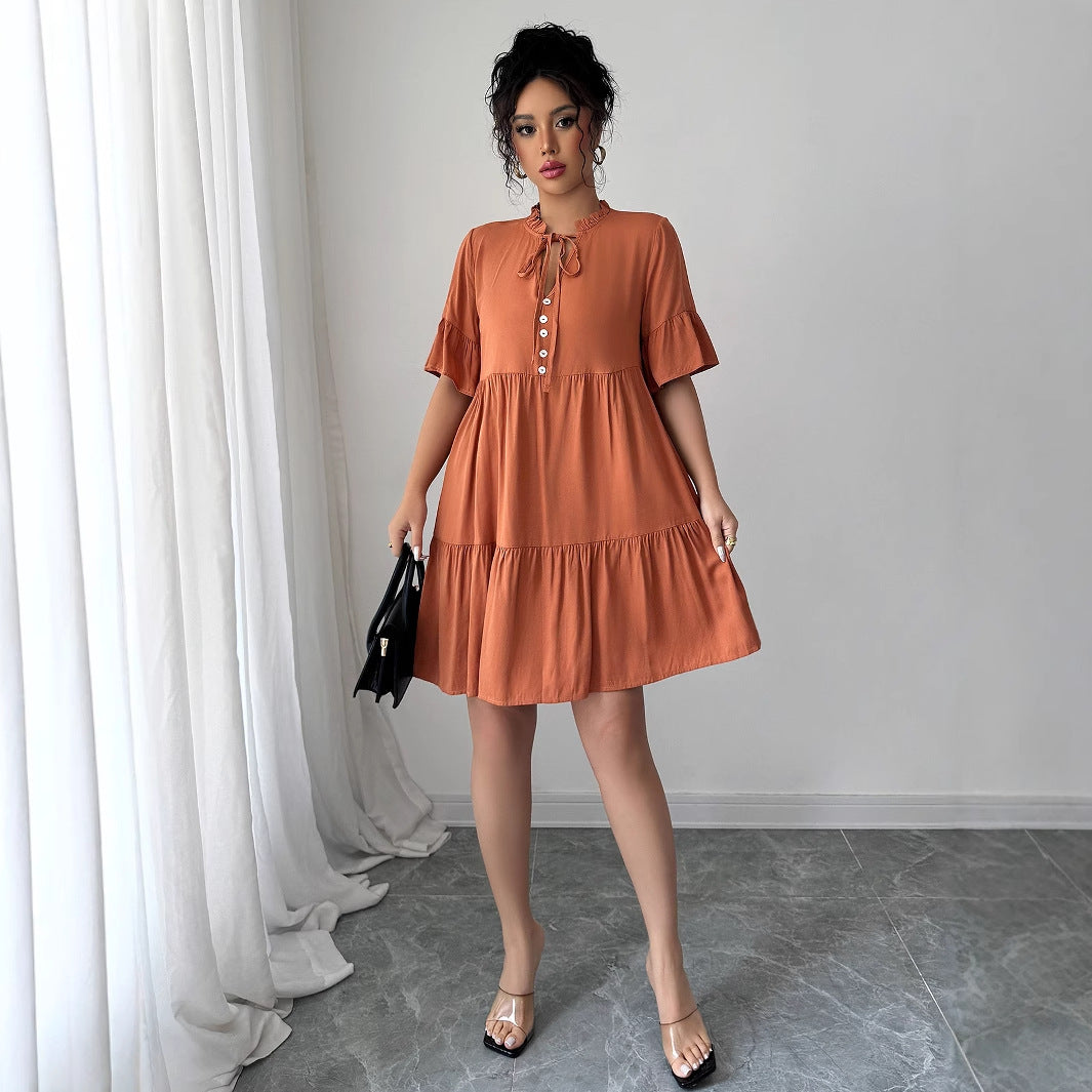 Minimalist style strap solid color dress for women