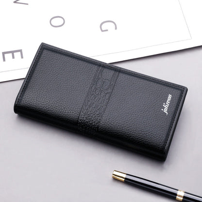 Multifunctional Wallet Men's Long Zipper Trend Fashion Personality Large Capacity Button Youth Hand Embossed Wallet