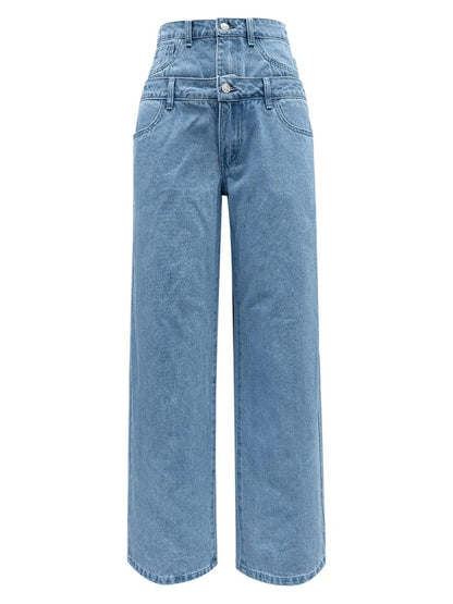 New autumn and winter double waisted wide leg straight leg pants