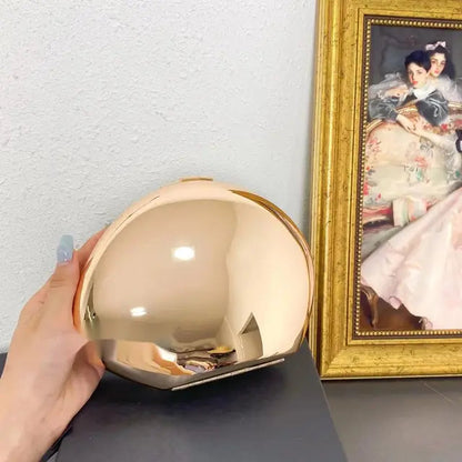niche Metal shell shape clutch bag Smooth mirror surface silver gold women evening party cute purse handbag  new