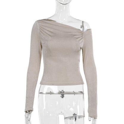 One shoulder long sleeved top as a base for women's clothing