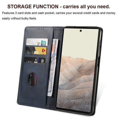 TOHULLE for Google Pixel 6 Case, Vintage Wallet Case Card Holder - Blue