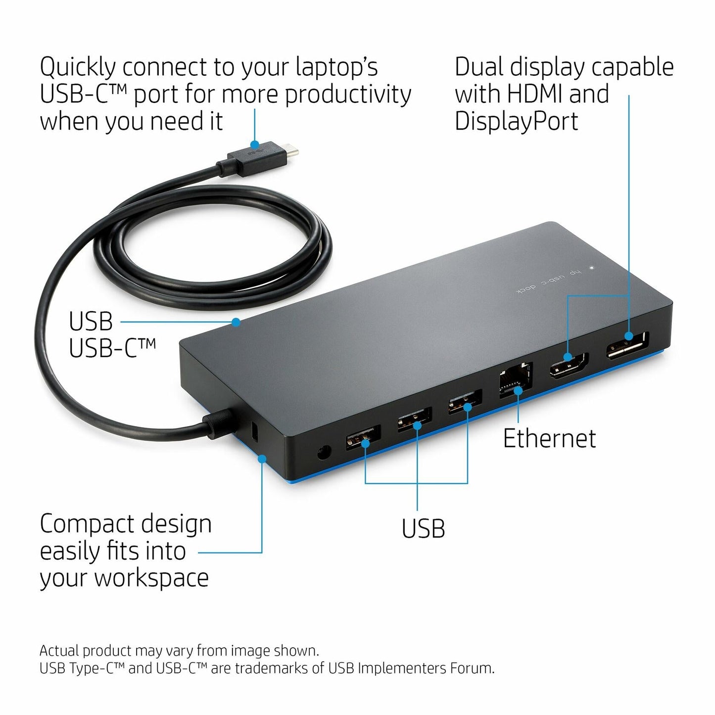 [Like New] HP USB-C Dock - for Notebook/Tablet PC - USB Type C - Wired