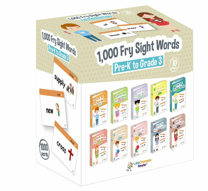 Little Champion 1,000 Sight Word Flashcards PreK-3rd Grade 10-Pack Set