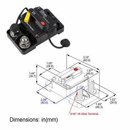 GLOSO 60A E9T Single Pole Thermal Circuit Breaker Manual Reset Automotive