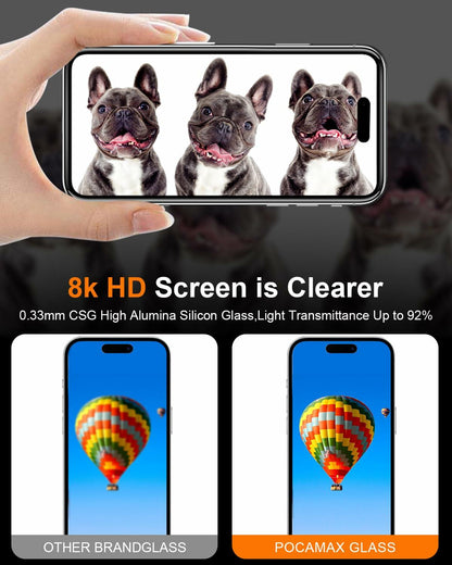 pocamax iPhone 16 6.1" Tempered Glass Screen Protector 2-Pack