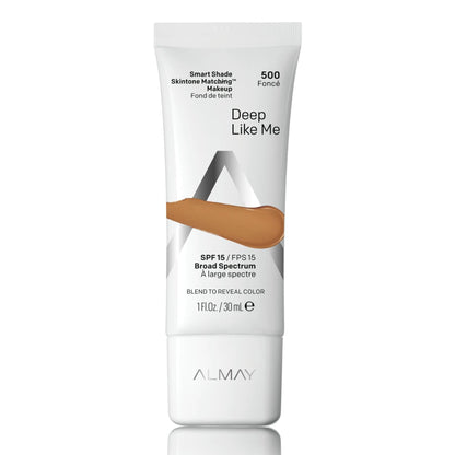 Almay Smart Shade Foundation 1oz 500 Deep Like Me Natural Finish SPF 15