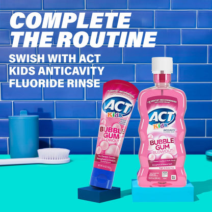 ACT Kids Anticavity Fluoride Toothpaste Bubble Gum Blowout 4.6 oz New