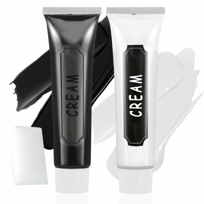 Black White Oil-Based Face Paint Kit with Brushes - Professional Halloween