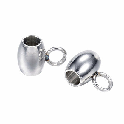 DanLingJewelry 100Pcs Stainless Steel Oval Bail Beads Silver 7x5x4mm Hole 2mm