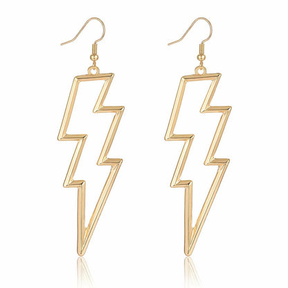 Lightning Bolt Drop Dangle Earrings for Woman Gold Fashion Statement Jewelry