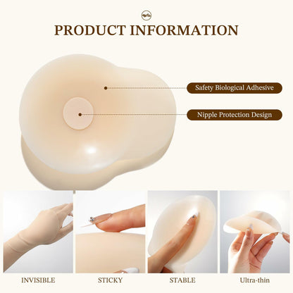 Honeysea Silicone Nipple Covers Pasties Reusable Adhesive Bra 1 Pair Crème