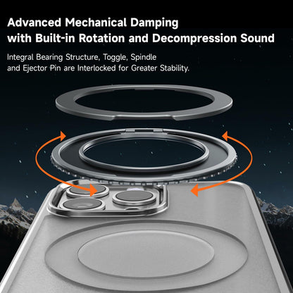 Vongong iPhone 16 Pro Max Gray Magnetic Case Drop-Proof with 360° Ring Stand