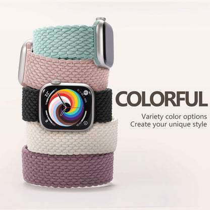 Rubinom Braided Solo Loop Nylon Strap for Apple Watch 38-49mm Stretchy Elastic