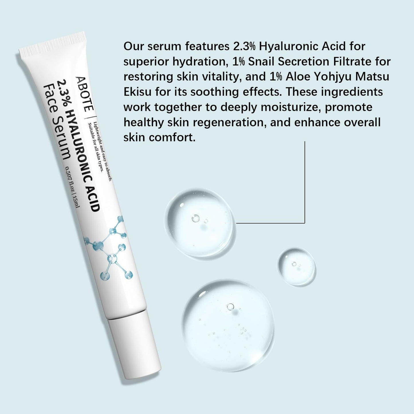 ABOTE 2.3% Hyaluronic Acid Serum for Face  (3Pack-Each 0.507 fl.oz | 15ml)