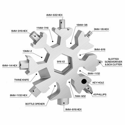 18 in 1 Silver Snowflake Multitool & 20 in 1 Black Credit Card Multitools Gift