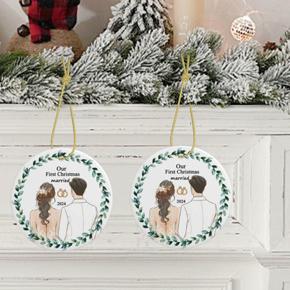 First Christmas Married 2024 Acrylic Ornament - Unique Wedding & Engagement Gift