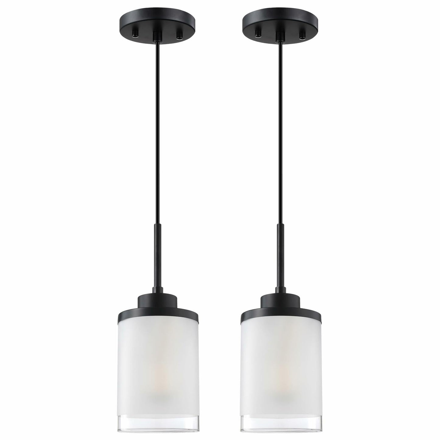CJY CHENJINYAN 2 Pack 4.3" Black Pendant Light Fixture Frosted Glass
