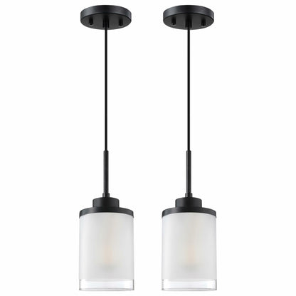 CJY CHENJINYAN 2 Pack 4.3" Black Pendant Light Fixture Frosted Glass