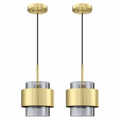 Dolaimy 3 Pack 1 Light Kitchen Island Pendant Light 6" Clear Glass Bronze