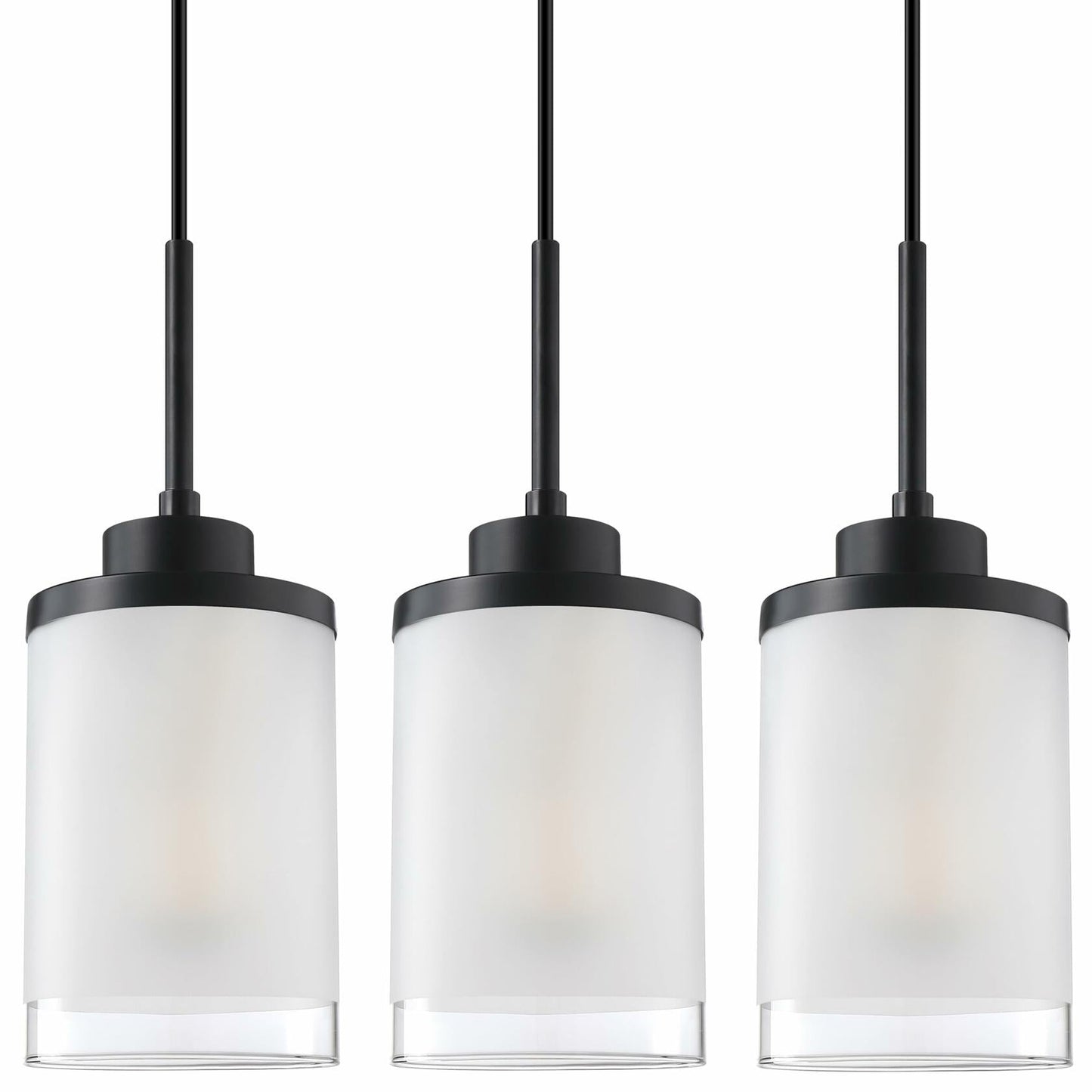 Doraimy 3-Pack 3.9" Grey Glass Pendant Lights Black Finish Modern Farmhouse