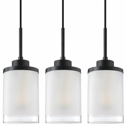 Doraimy 3-Pack 3.9" Grey Glass Pendant Lights Black Finish Modern Farmhouse