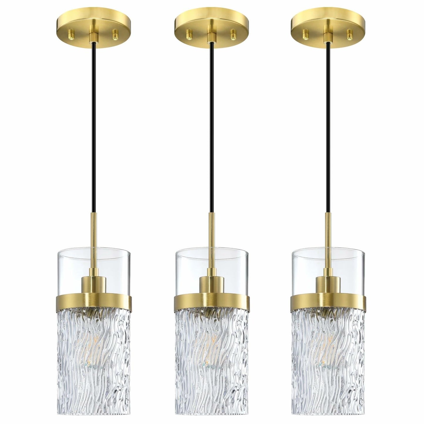 SEENMING HOUSE 3 Pack Kitchen Island Pendant Light Clear Glass Bronze Finish