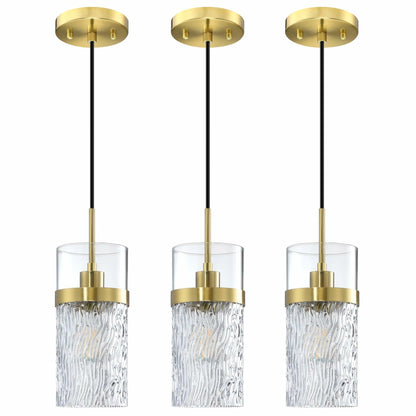 SEENMING HOUSE 3 Pack Kitchen Island Pendant Light Clear Glass Bronze Finish