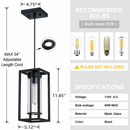 RAINLIGHTING 3 Pack Pendant Ceiling Light 6" Grey Glass Black Finish Indoor