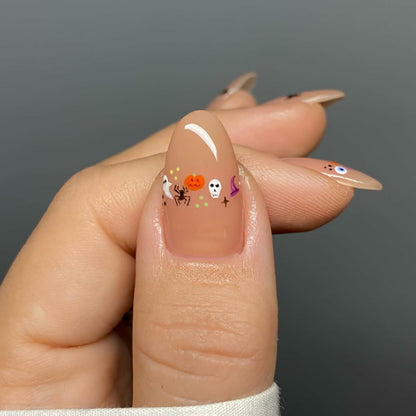 RIICFDD 24 Pcs Medium Black French Tip Halloween Press-On Almond Fake Nails
