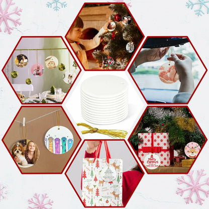 Ceramic Sublimation Ornaments Round 4pcs Bulk Heat Press Blanks Porcelain