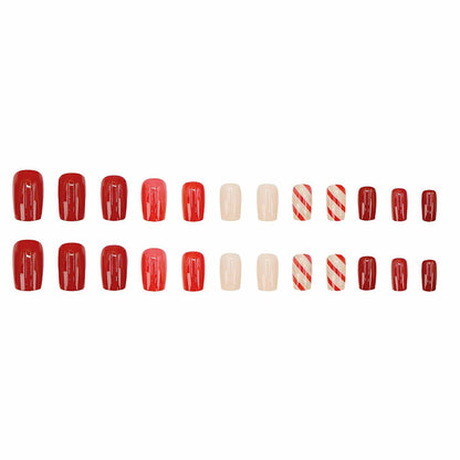 RIICFDD Christmas Press On Nails 24 Pcs White Snowflake Short Square Fake