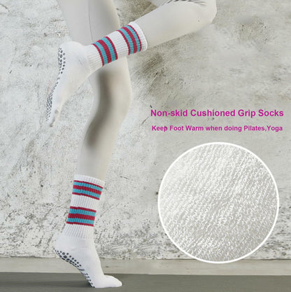 JUCHYDii Yoga Socks 3-Pack Black/Grey/White Non-Slip Cushioned Grip